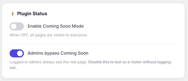 Coming Soon WP Custom Plugin