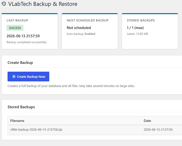 VLabTech Backup & Restore