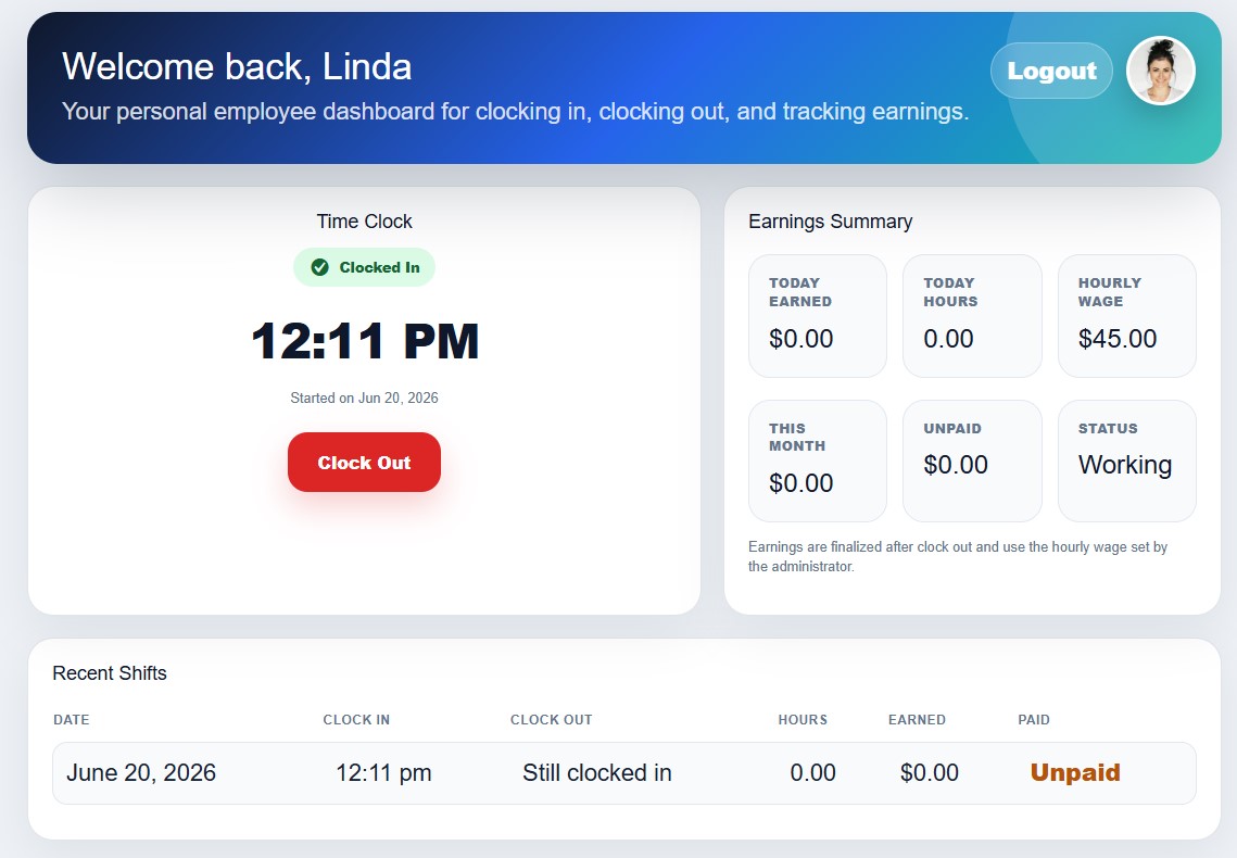 Employee Time Clock in-out WP Plugin