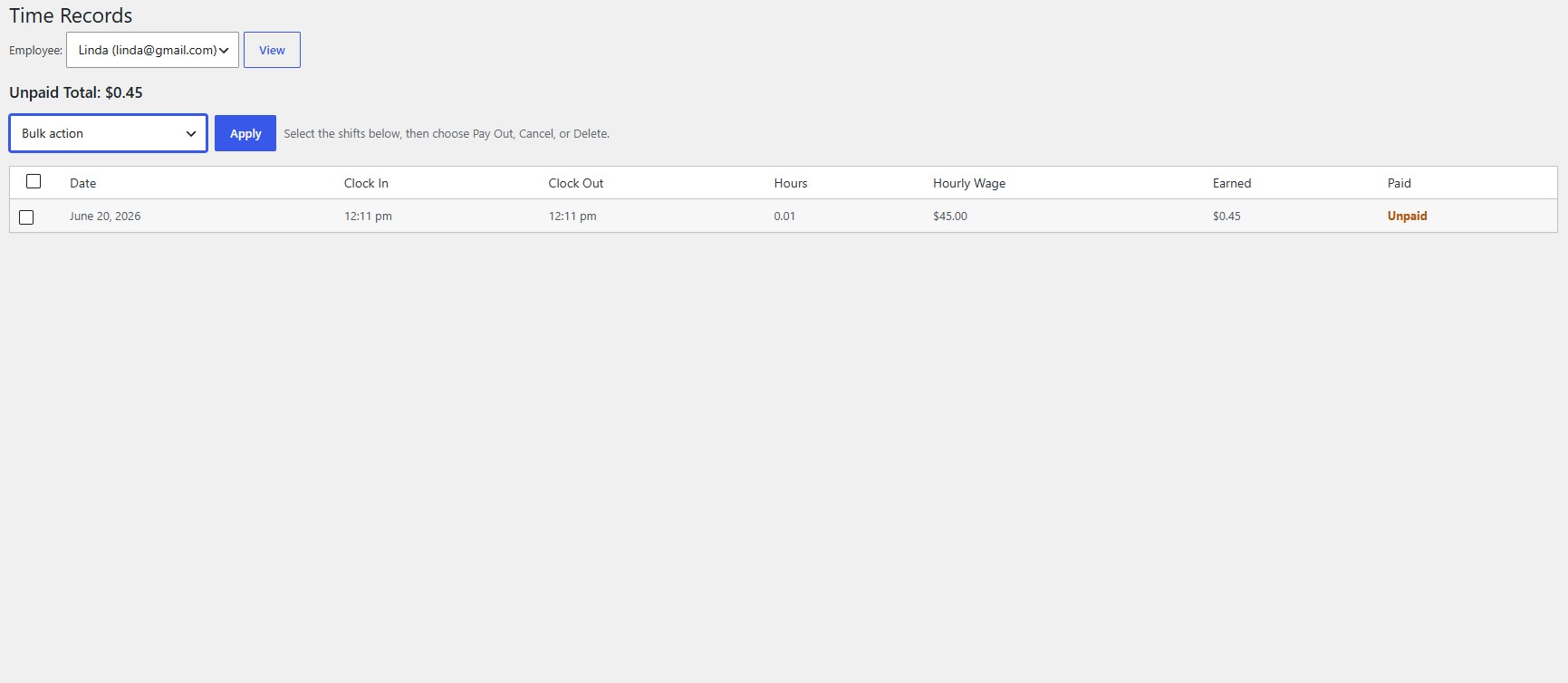 Employee Time Clock in-out WP Plugin